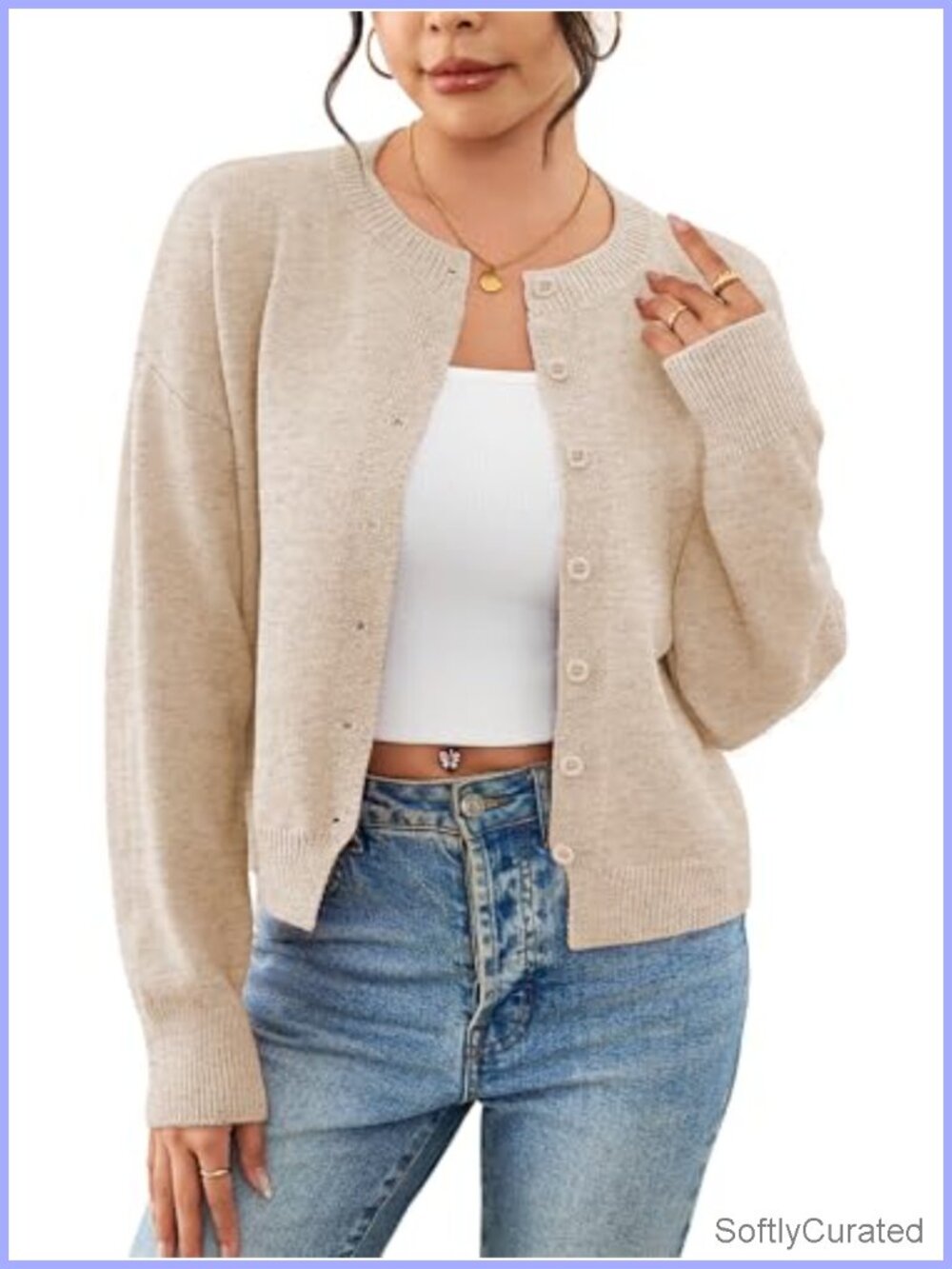Cropped Cardigan Sweater Women Ribbed Knit Button Up Fall Layering